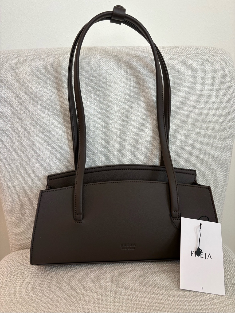 FREJA Dark Brown Shoulder bag - Structured Leather-Style Finish